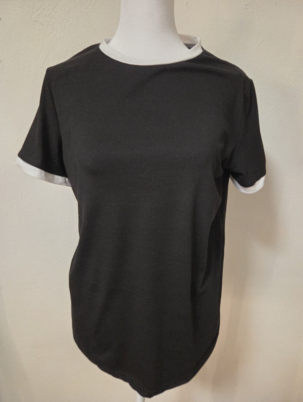 Black and White Contrast Tee - Women's Top